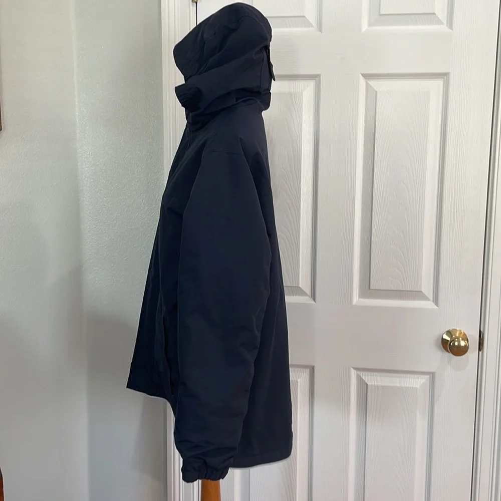 Lands end kids jacket nylon winter coat hood blue grow a long size XL 18 20 boys